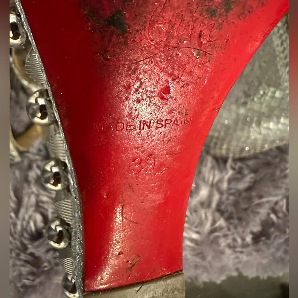 ๐ฅCHRISTIAN LOUBOUTIN 100% AuthSilver Snake&Embellished Platform Espadrille 39 - Picture 15 of 16